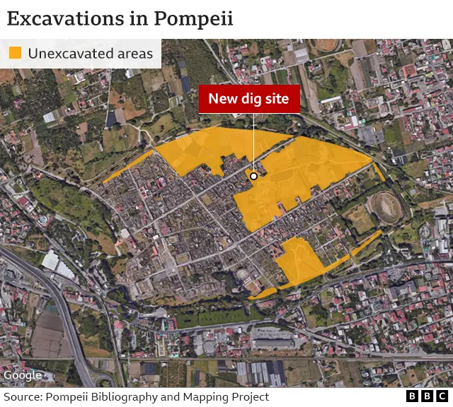 Mapa mjesta novih iskopina